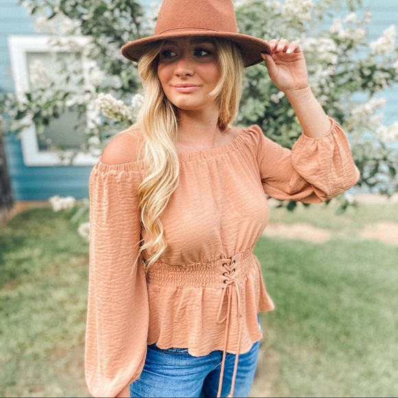 Infinity Raine Tops - GET IT TOGETHER CORSET WAIST TOP-CARMEL